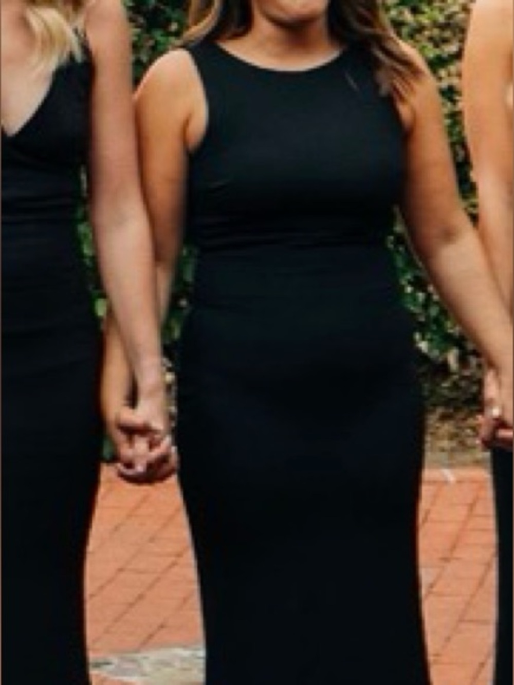 High neck, open back, black bridesmaids dress - lulus